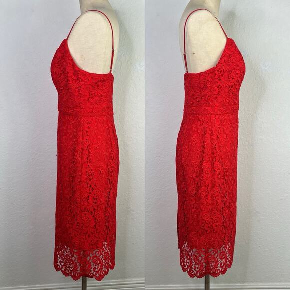 J. Crew Guipure Red Lace Spaghetti Straps Midi Dress Size 6, Holidays, event - Picture 3 of 8